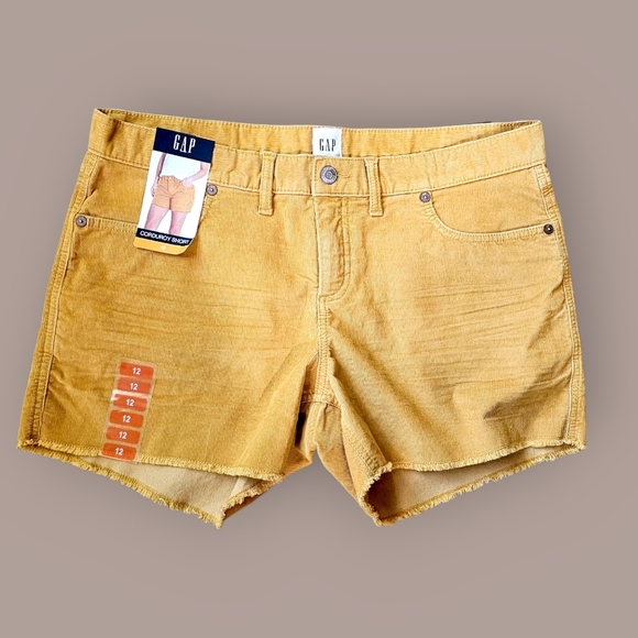 NWT GAP Honey Golden Corduroy Shorts with Frayed Hem SIZE 12. - Picture 1 of 5